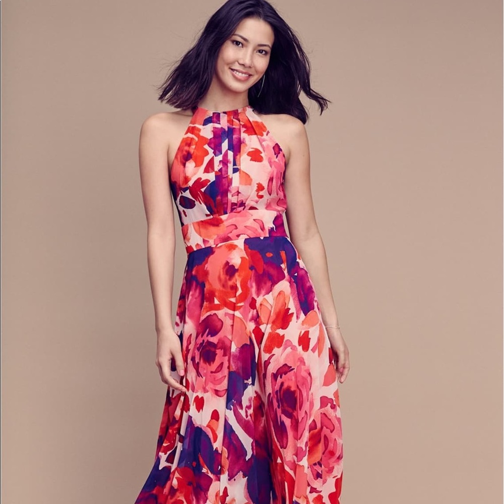 Floral Print Halter Maxi Dress